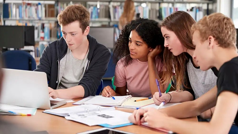 student studying together